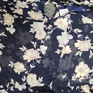 Torrid Navy and Cream Floral Top